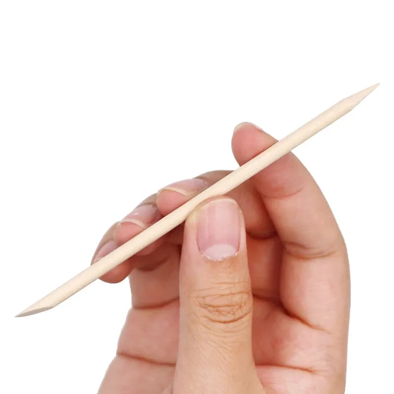100pcs Nail Wooden Cuticle Pusher Nail Art Stickers Orange Wood Sticks Cuticle Removal Manicure Nail Art Tools