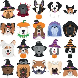 60 Halloween Dogs Costumes Designs Bundle PNG