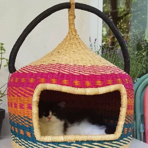 Cat Bed, Pet Bed, Cat Basket, Ped Furniture, Handmade Cat Bed,Bolga Basket, African Basket