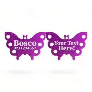 Custom Text | Butterfly Aluminum | Dog ID Pet Tag