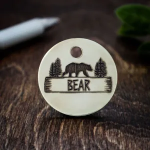 Deeply Engraved Dog Tags - Bear Design