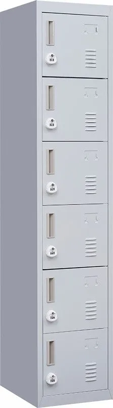 Durable Steel 6-Door Locker with Combo Lock for Office and Gym