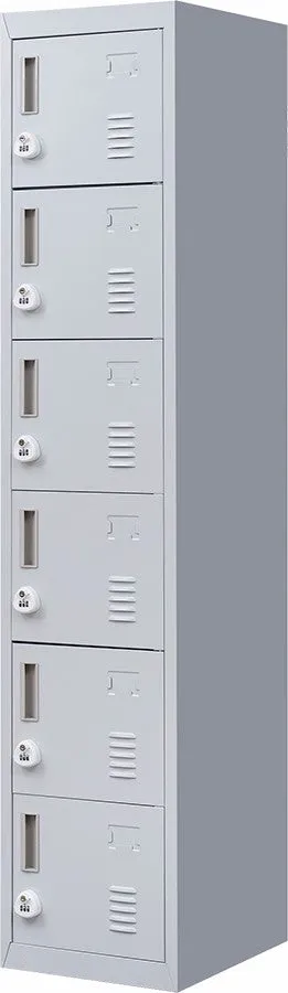 Durable Steel 6-Door Locker with Combo Lock for Office and Gym