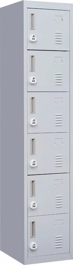 Durable Steel 6-Door Locker with Combo Lock for Office and Gym