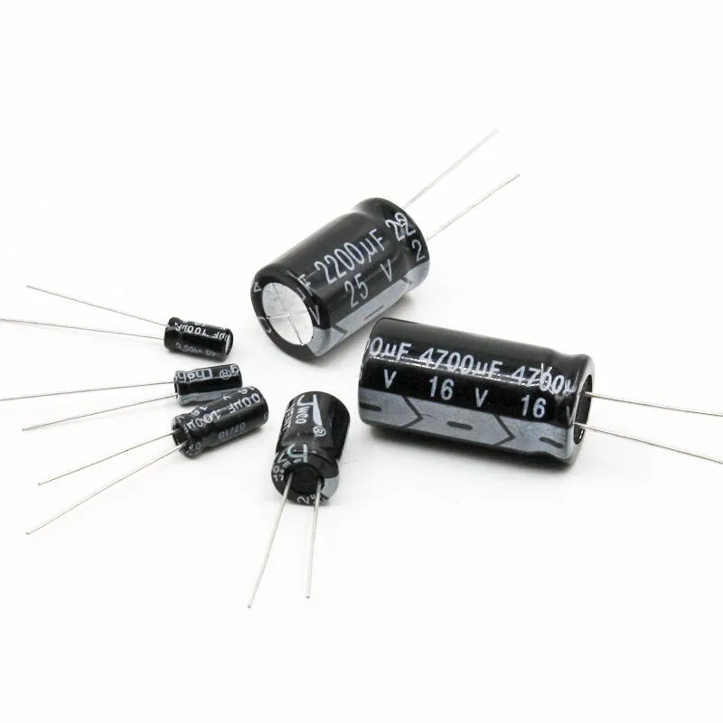 Full Values Aluminum Electrolytic Capacitor 6.3V 10V 16V 25V 35V 50V 63V 100V 250V 400V 450V 10uF to 1000uF 1000uF to 4700uF