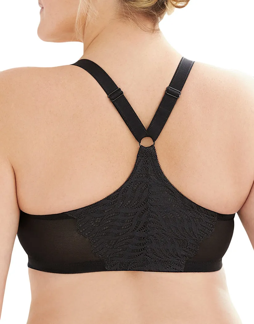 Glamorise Elegant Front Close T-Back Wonderwire Bra Black 1246