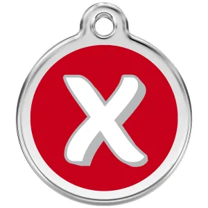 Red Dingo Alphabet Tag Letter X Pet ID