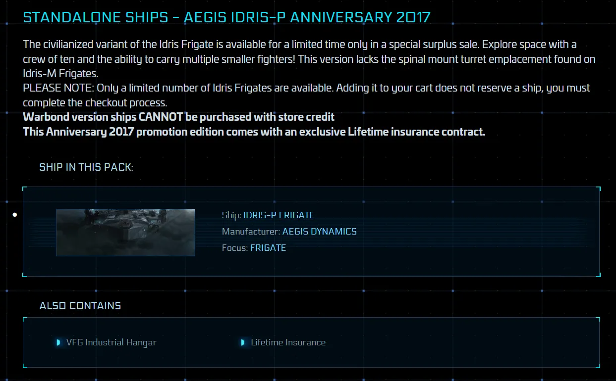 Star Citizen Legatus Navium Account – Javelin (LTI)   Idris-P or Kraken   Rare Collectibles