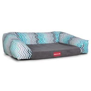 The Sofa - Orthopedic Memory Foam Sofa Dog Bed - Geo Print Chevron Teal